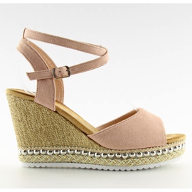Sandals on a beige wedge LJ-5K41 nude