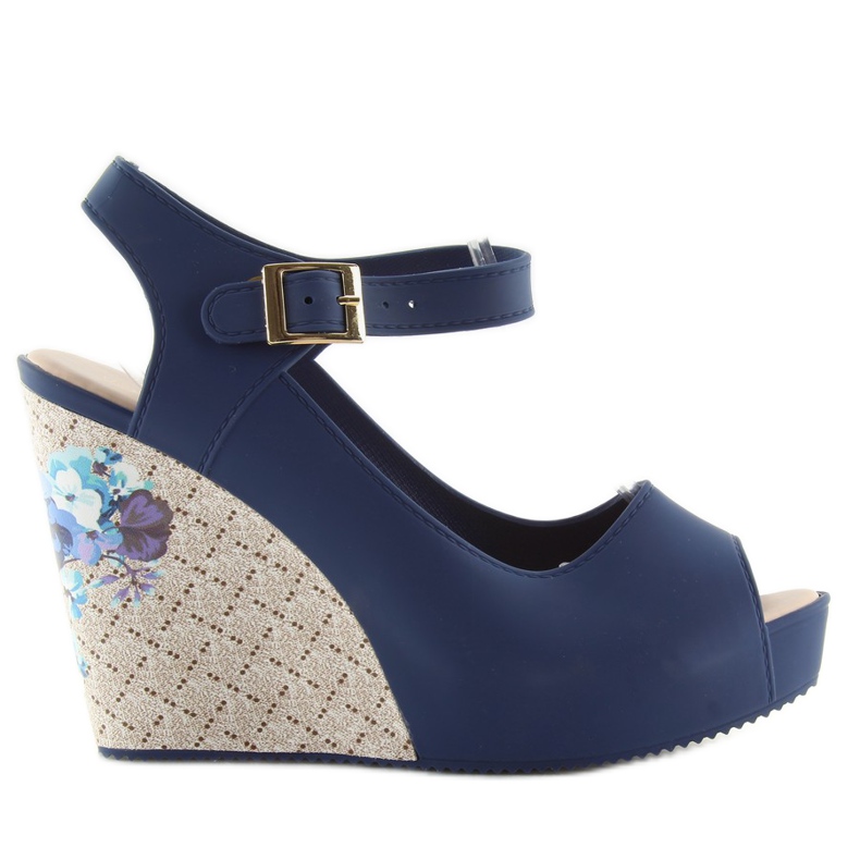 Meliski on wedges, navy blue KM115-3