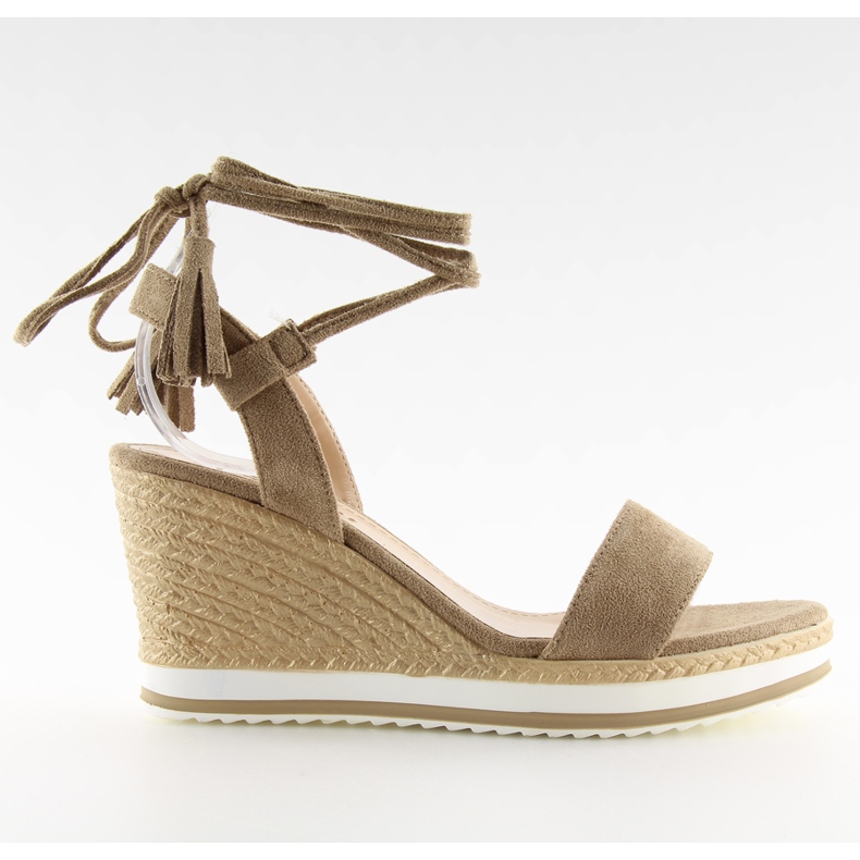 Sandals on a beige wedge JH630 khaki