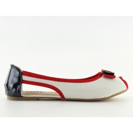 Open toe white ballerinas D314 WHITE / NAVY Open toe white ballerinas D314 WHITE / NAVY