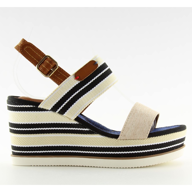 Beige sandals on a wedge heel D-37 beige