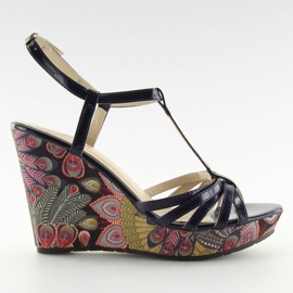 Wedge sandals BL201 navy navy blue