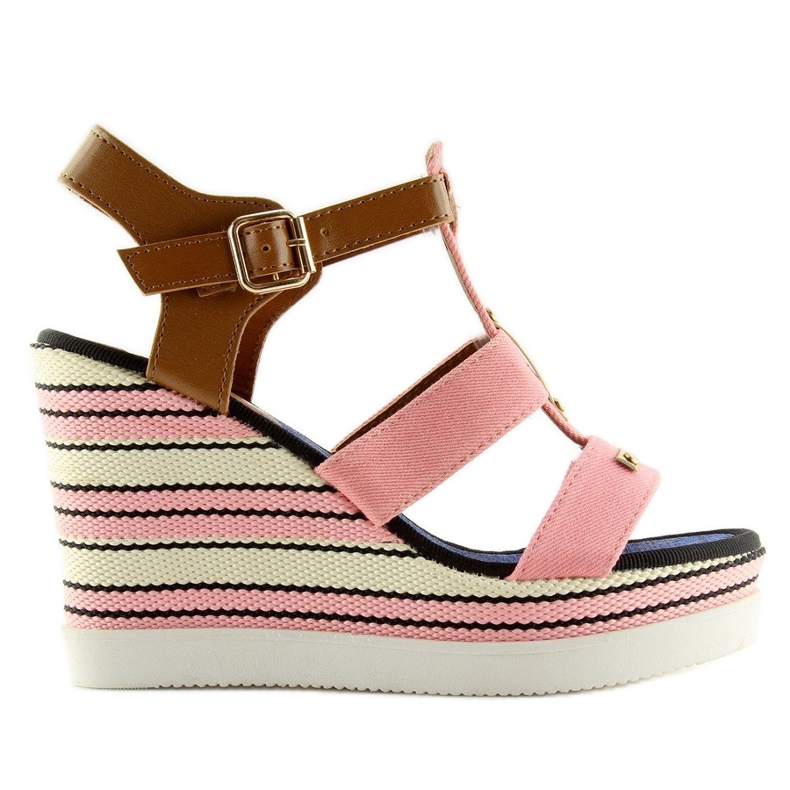 Pink YQ05 Pink wedge sandals