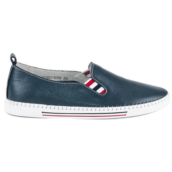 Filippo Navy blue leather slipons
