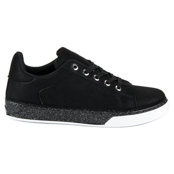 Black tied sports sneakers
