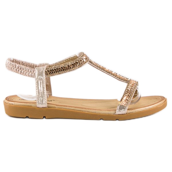 Fama Golden sandals with an elastic band