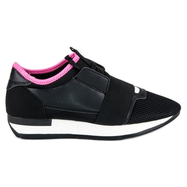 Slip-on sports shoes black pink