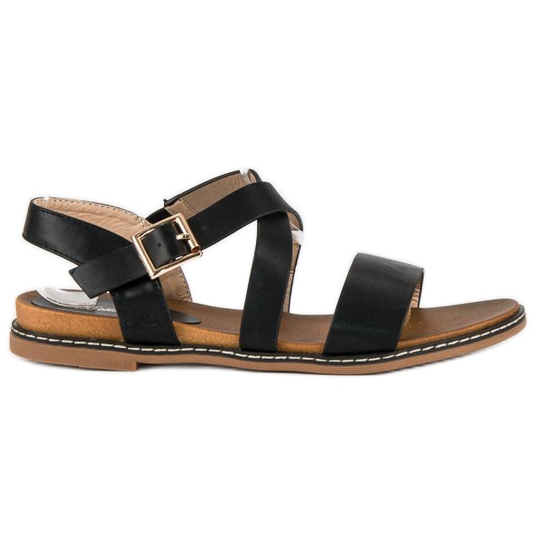 Bello Star Flat sandals with a buckle black