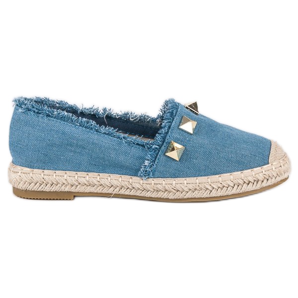 Bestelle Denim espadrilles with rhinestones blue