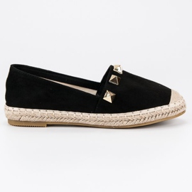 Bestelle Black espadrilles with rhinestones