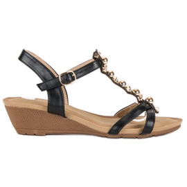 Black wedge sandals