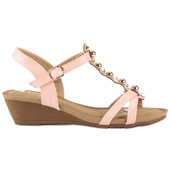 Pink wedge sandals