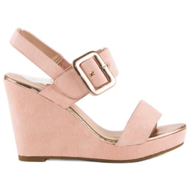 Bello Star Suede wedge sandals pink