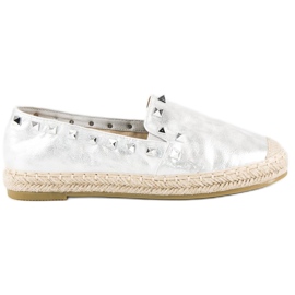 Forever Folie Silver espadrilles with studs grey