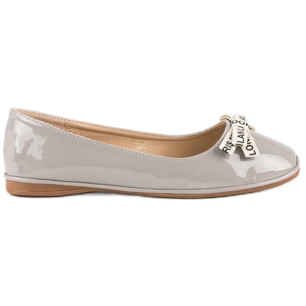 Ideal Shoes Gray lacquered ballerinas grey