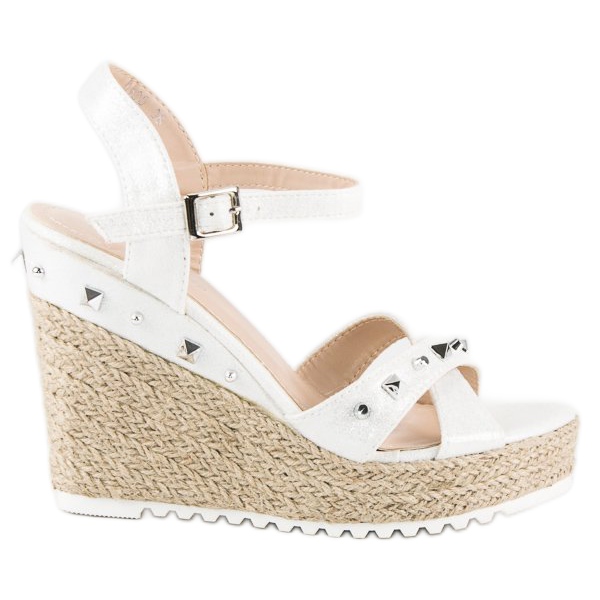 Bello Star Wedge espadrilles with rhinestones white