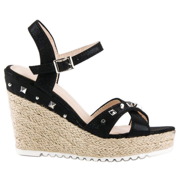 Bello Star Wedge espadrilles with rhinestones black