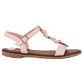 L. Lux. Shoes Suede flat sandals pink