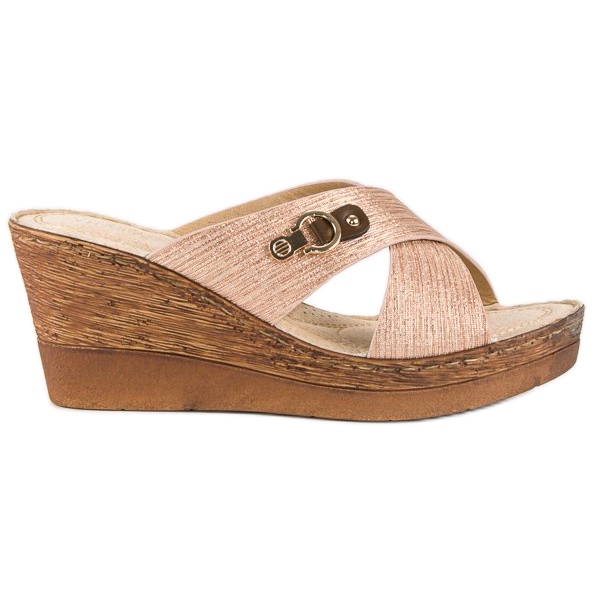 Pink VINCEZA wedge slippers