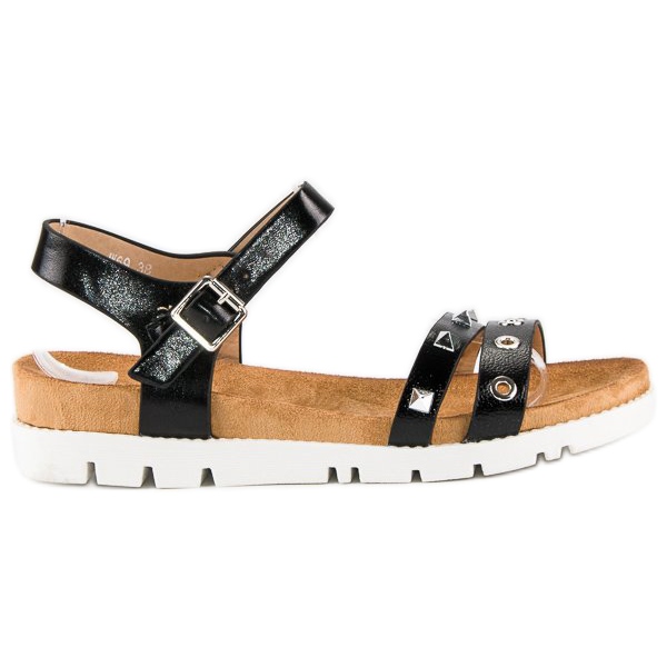 Forever Folie Black sandals with rhinestones