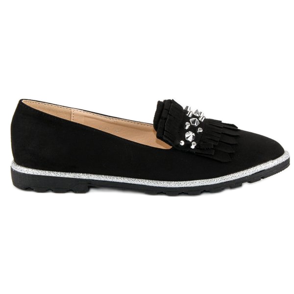 Forever Folie Elegant suede loafers black