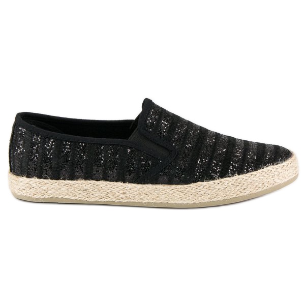 McKey Fashionable Striped Espadrilles black McKey Fashionable Striped Espadrilles black