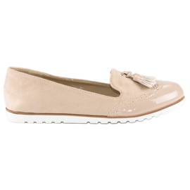Super Me Beige Loafers With Fringes