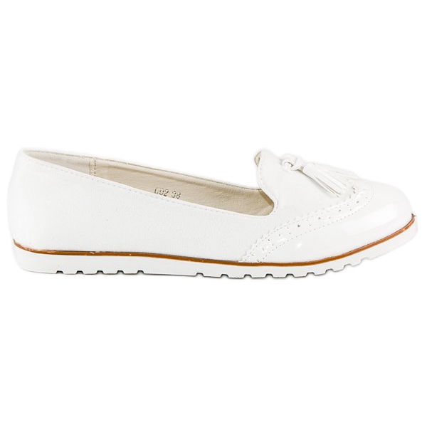 Super Me White Loafers With Fringes
