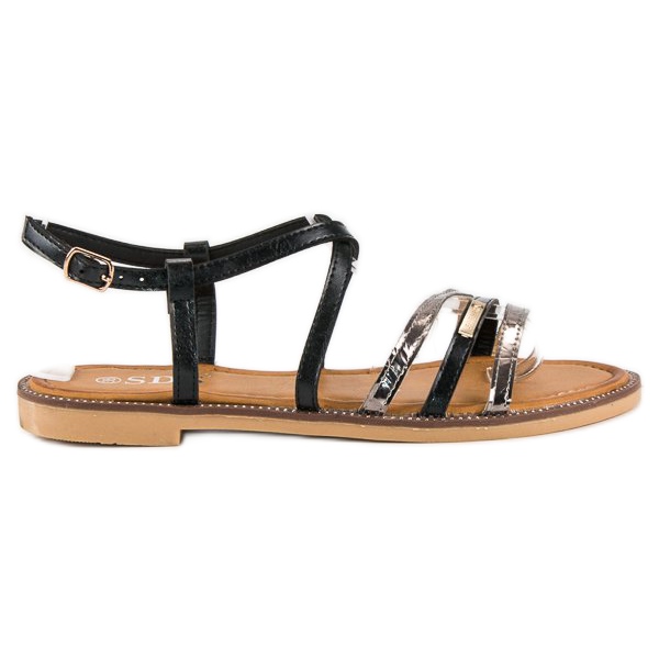 SDS Elegant flat sandals black