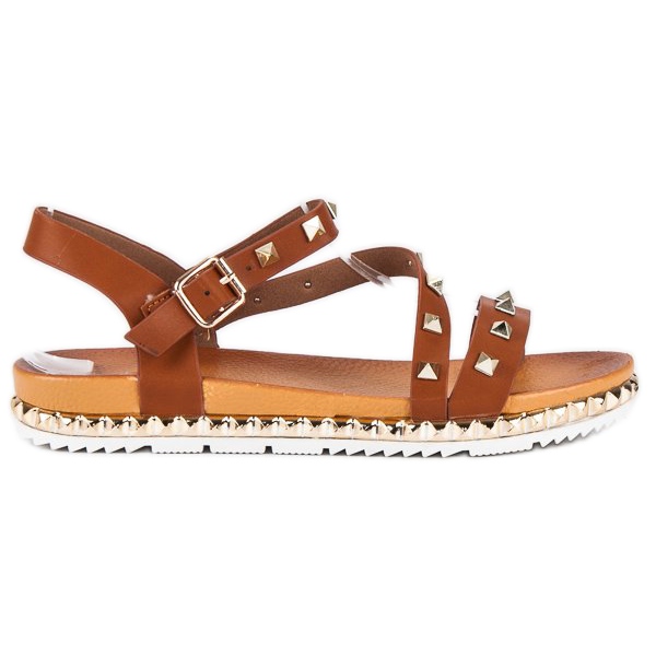 Anesia Paris Brown Sandals With Studs