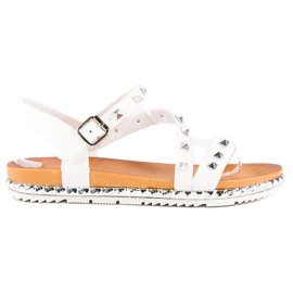 Anesia Paris White Sandals With Studs Anesia Paris White Sandals With Studs