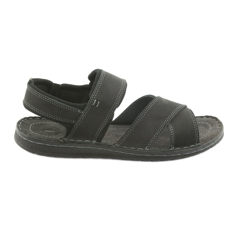 Riko Men's Sports Leather Sandals 852 Black