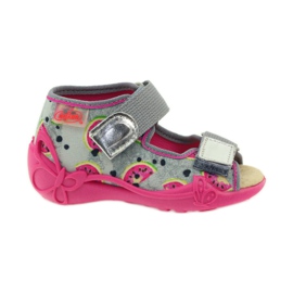 Slippers, Velcro sandals, Befado 242p080 grey pink
