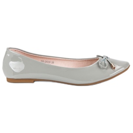 Ideal Shoes Lacquered gray ballerinas grey