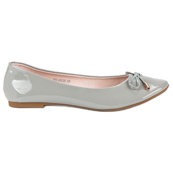 Ideal Shoes Lacquered gray ballerinas grey