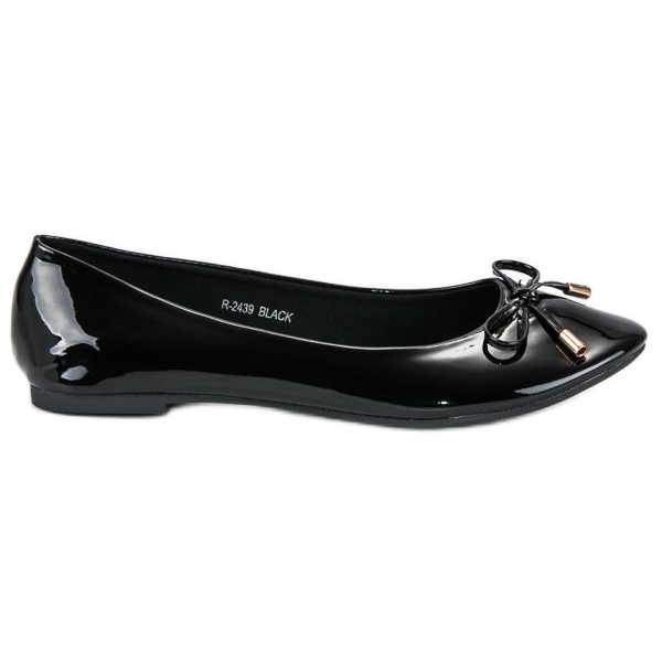 Ideal Shoes Black lacquered ballerinas Ideal Shoes Black lacquered ballerinas