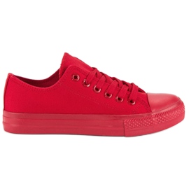 Red sneakers with a binding Red sneakers with a binding