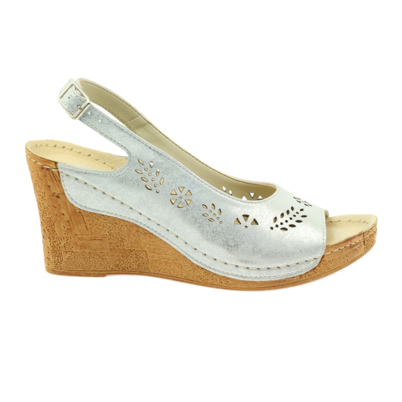 Gregors Women's metallic leather sandals for silver wedges 709