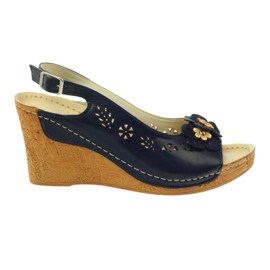 Gregors 648 Wedge Sandals navy blue