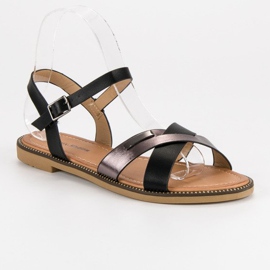 L. Lux. Shoes Stylish Black Sandals