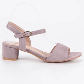 Ideal Shoes Low-heeled suede sandals purple