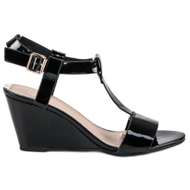 Filippo Lacquered wedge sandals black
