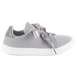 Textile lace-up sneakers grey