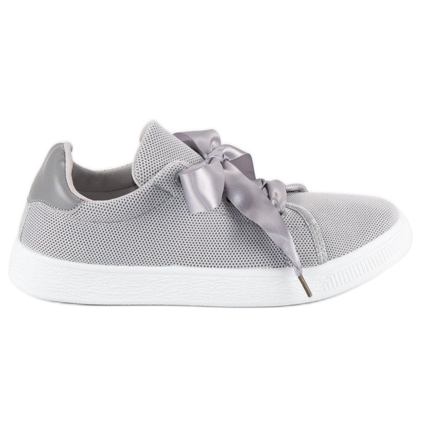 Textile lace-up sneakers grey