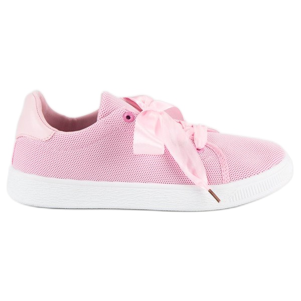 Textile lace-up sneakers pink