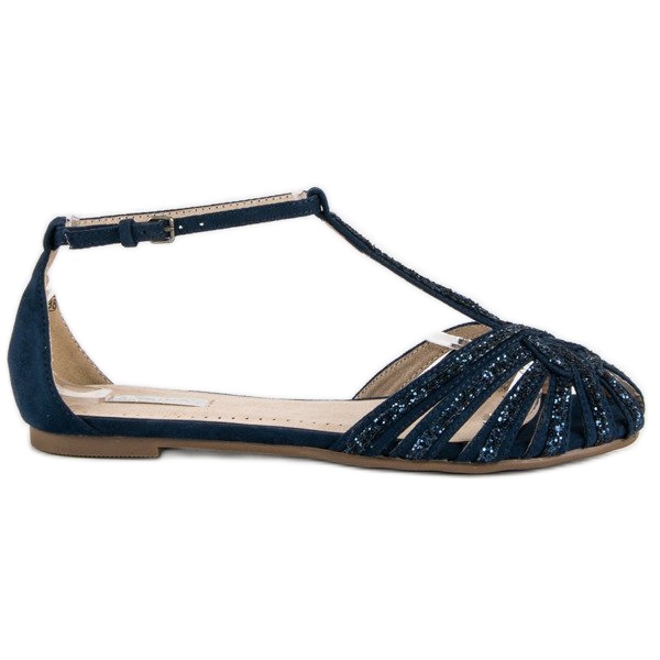 Corina Navy sandals with glitter blue