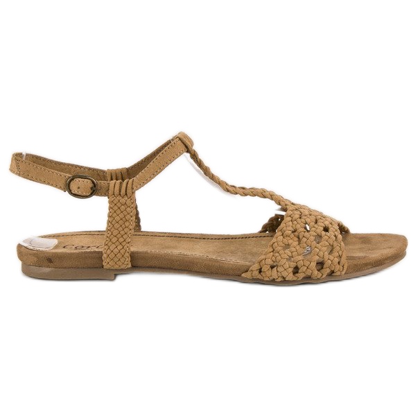 Corina Fabric flat sandals brown