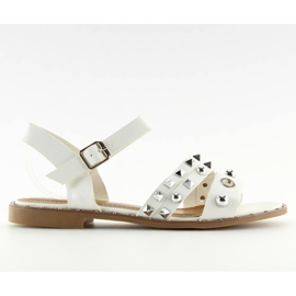 Sandals on a flat sole, white 99-19 White Sandals on a flat sole, white 99-19 White