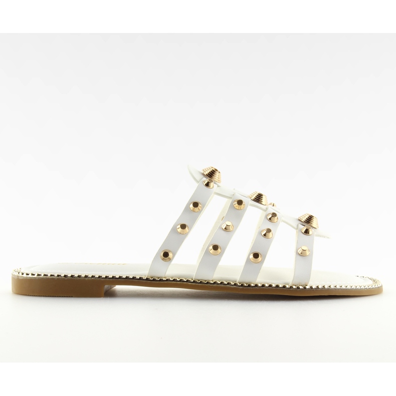 White slippers with studs 99-41 White