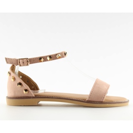 Sandals with pink studs 117-11 pink